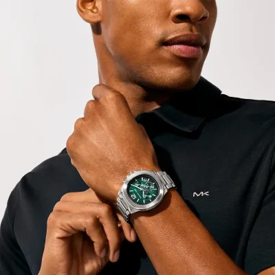 Michael Kors Oversized Sage Silver-Tone  Green Dial Men's Watch